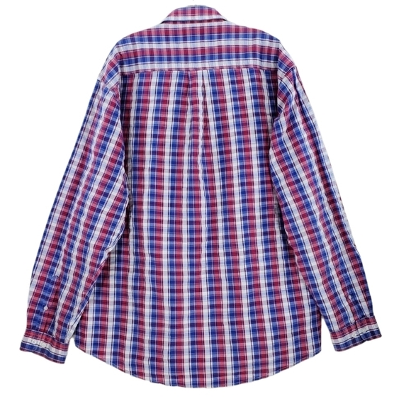 Cinch Shirt Button Down LS Patriotic Red Wht Blue Ombre Plaid Men XL (Fits 2XL) - Picture 15 of 15